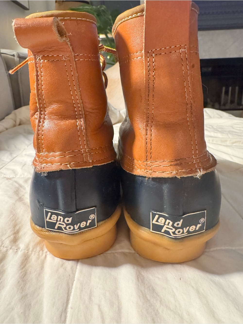Vintage Land Rover Leather Duck Boots Size 9 Fleece Lined - Picture 11 of 13